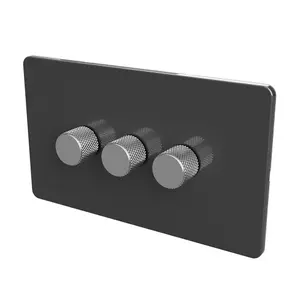 WIFI 2-WAY LED DIMMER SWITCH - Slim Grey/Silver 3-Gang