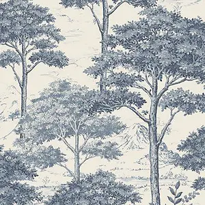 Grandeco Blue Etched tre Embossed Wallpaper Sample