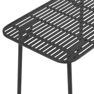 Outdoor Garden Dining Table , Curved Table with Metal Slatted Top, Black