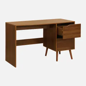 sweeek. 2-drawer desk with vintage walnut effect Nepal Walnut 120x48x75 cm