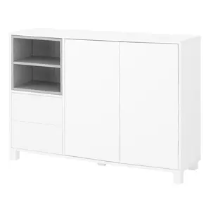 120 Cm Wide 2 Drawer Sideboard White/Grey