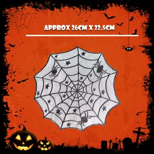 Halloween Tablecloth with Spiders Web Trick or Treat Party 100cm White