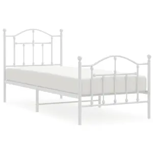 Berkfield Metal Bed Frame with Headboard and Footboard White 90x200 cm