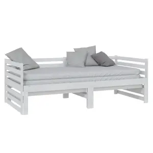 Berkfield Pull-out Day Bed White Solid Pinewood 2x(90x200) cm