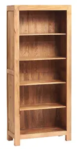 Hommoo Solid Mango Wood Large 5 Open Shelves Tall Bookcase