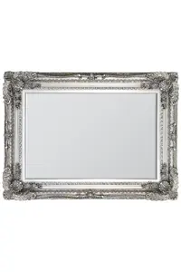 MirrorOutlet Carved Louis Silver Antique Style Wall Mirror 120 x 90