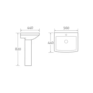 Fernando Square 1 Tap Hole Basin & Pedestal Bathroom Sink