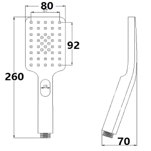 Black 3 Mode Square Shower Head ABS