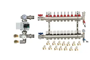 Warmer System Underfloor Heating 10 Port PSW Manifold with Wilo Para Pump and Blending Valve Set