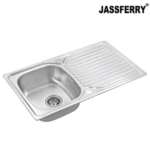 JASSFERRY Stainless Steel Kitchen Sink Single Bowl Inset Reversible Drainer