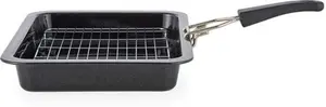 Dunelm Non-Stick Steel Grill Pan With Detachable Handle, Black