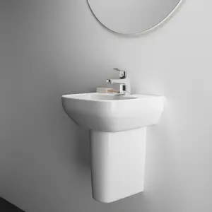 Ideal Standard i.life A Gloss White Rectangular Wall-mounted Semi-pedestal Basin (W)40cm