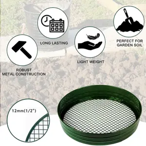 Large Garden Mesh Riddle Sieve Metal Strong Riddle for soil and potting shed sifting tool - 37cm - 12mm Mesh