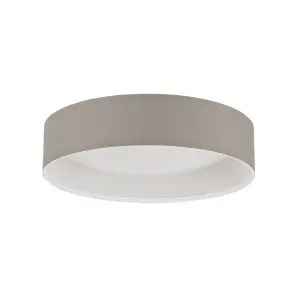 EGLO Pasteri Taupe Fabric LED Flush Ceiling Light - Energy-Efficient, Warm White Light (D) 32cm