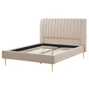 Velvet EU Double Size Bed Beige MARVILLE