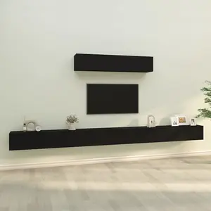 Berkfield 4 Piece TV Cabinet Set Black Engineered Wood