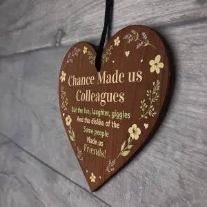 Red Ocean Chance made us Colleagues Fun and Laughter Novelty Wooden Hanging Heart Leaving Gift Plaque Work Friendship Sign