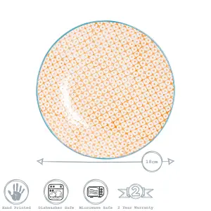 Nicola Spring - Hand-Printed Side Plates - 18cm - Orange - Pack of 6