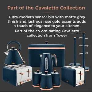 Cavaletto Steel Open Rubbish Bin - 58L Midnight Blue / Rose Gold