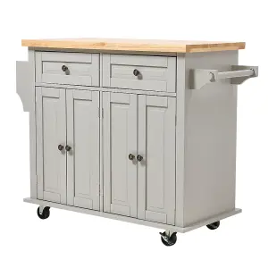 Modern Rolling Kitchen Island Cart Storage Trolley Cart in Grey 82cm (H)