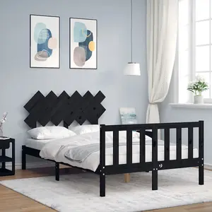 Berkfield Bed Frame with Headboard Black 120x200 cm Solid Wood