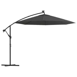 Berkfield Cantilever Umbrella LED Lights and Steel Pole 300cm Anthracite