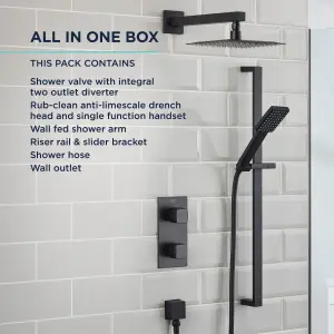 Bristan Noctis Matt Black Recessed Thermostatic Mixer Multi head shower