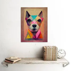 Geometric Colourful Multicoloured Pastel Dog - Single Picture Frame Print Unframed / 40.5cm H x 30.5cm W x 0.2cm D