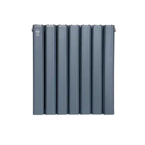 Aluminum Designer Horizontal Radiator Compatible with Heat pump. Model "Pioneer Plus " Grey. 500 mm.500mm. Btu/hr:3091