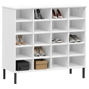 Berkfield Shoe Rack with Metal Legs White 95x35x87 cm Solid Wood OSLO