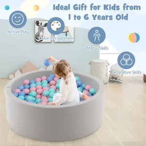 COSTWAY Foam Ball Pit 90 x 30cm Soft Round Ball Pool Baby Playpen w/ 200 Ocean Balls