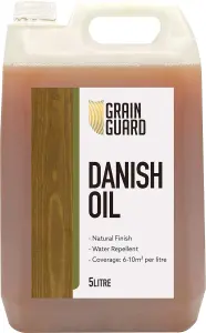 GRAIN GUARD Danish Oil - Seals & Protects with Satin Finish - Water Repellent - 5 Litre