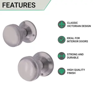 EAI - Ringed Mortice Turned Lined Door Knob Set Satin Chrome