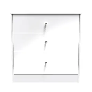 Taunton 3 Drawer Deep Chest in White Gloss (Ready Assembled)