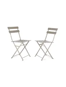 2 x Garden Trading Outdoor Indoor Bistro Chairs Seat Chalk White Steel Patio