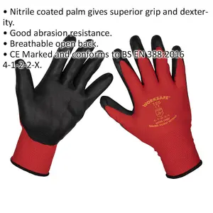 6 PAIRS Nitrile Foam Gloves - XL - Abrasion Resistant - Breathable Open Back