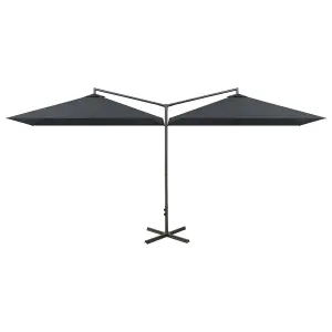 Berkfield Double Parasol with Steel Pole Anthracite 600x300 cm