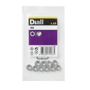 Diall M6 A2 stainless steel Lock Nut, Pack of 10