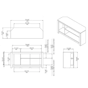 AVF CAG120GO Calibre Alto 1200 Corner TV Stand with Vertical Storage - Rustic Oak