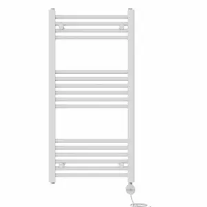 Right Radiators Prefilled Thermostatic Electric Heated Towel Rail Straight Ladder Warmer Rads - White 1000x500 mm