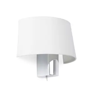 Luminosa Hotel 1 Light Indoor Wall Light Chrome, White Shade, E27