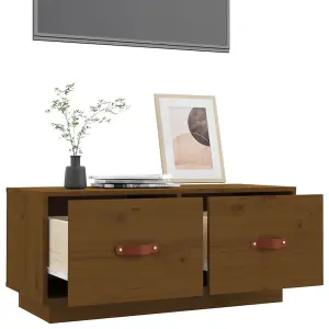 Berkfield TV Cabinet Honey Brown 80x34x35 cm Solid Wood Pine