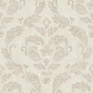 Galerie Utopia Beige Traditional Damask Sheen Finish Wallpaper Roll