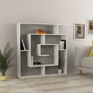 Labirent Bookcase | Modern Maze-Design Freestanding Unit with 5 Shelves White