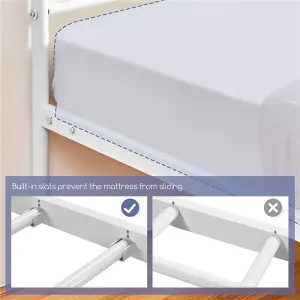 Yaheetech White 5ft King Metal Bed Frame with Cross-design Headboard & Footboard