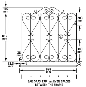 REGA Metal Scroll Low Flat Garden Gate 991mm GAP x 914mm High RSZP4