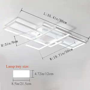 Garwarm White Ceiling Light Dimmable LED Chandelier with Remote Control, 50W Ceiling Lamp for Bedroom Dining Living Room Kitchen