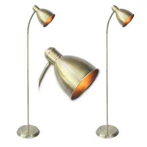 First Choice Lighting Set of 2 Carter Antique Brass Floor Lamps