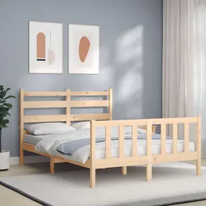 Berkfield Bed Frame with Headboard 140x190 cm Solid Wood