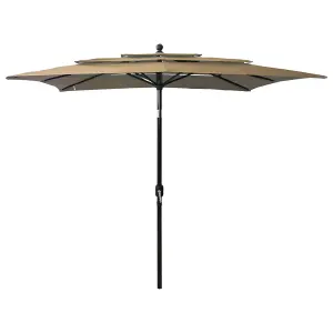 Berkfield 3-Tier Parasol with Aluminium Pole Taupe 2.5x2.5 m